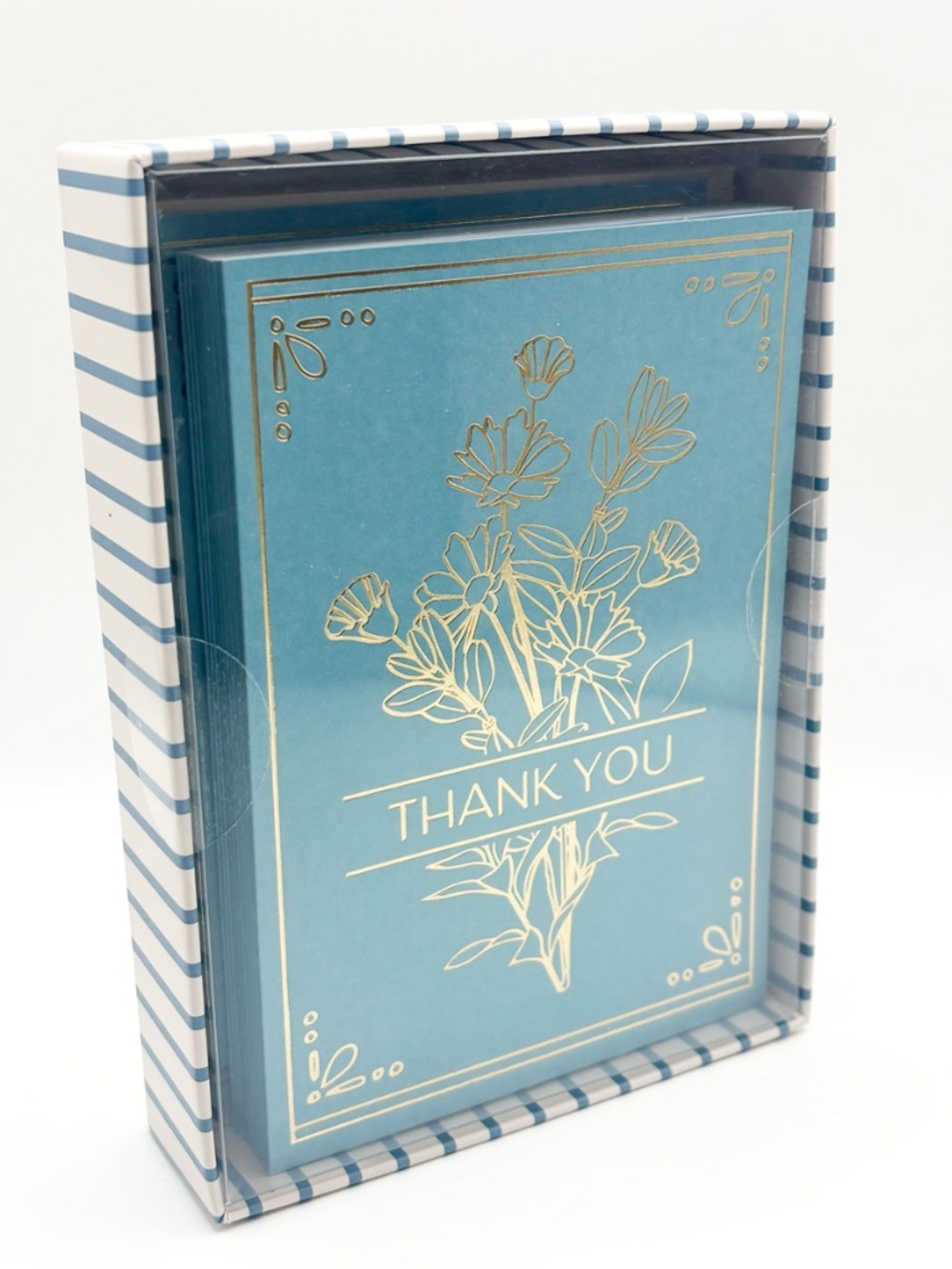 NWT Blue and gold floral design thank you cards- Set of 16